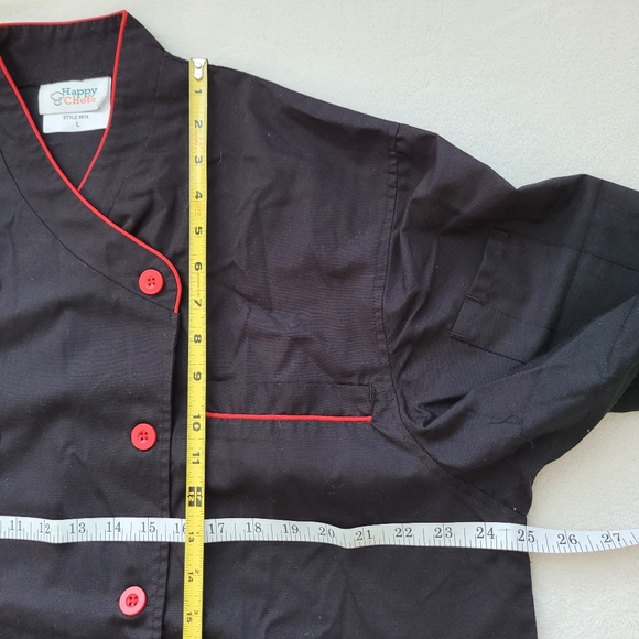 Happy Chef | Signature Chef Coat NWOT Unisex black & red Men's Large - Picture 3 of 11